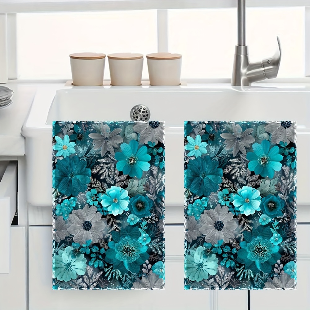 2Pcs, Blue Floral Kitchen Towe - Home Cooking Is The Best recension och pris