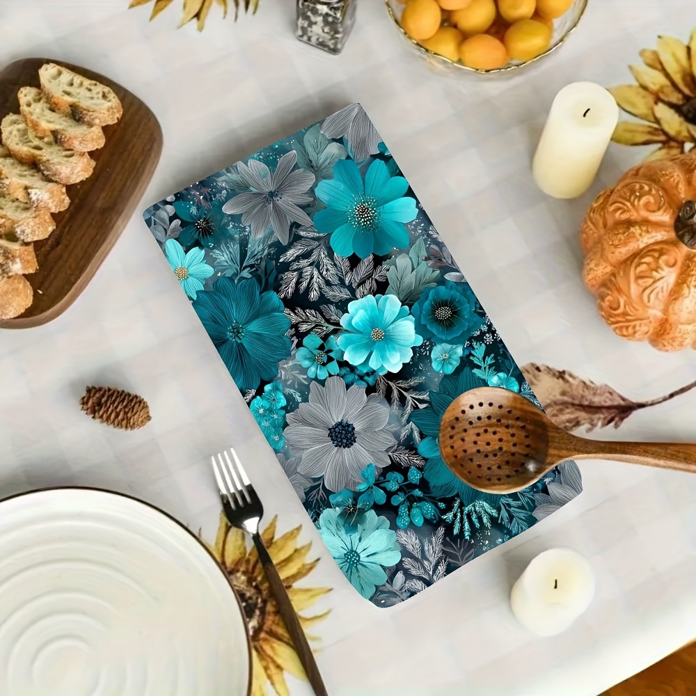 2Pcs, Blue Floral Kitchen Towe - Home Cooking Is The Best recension och pris