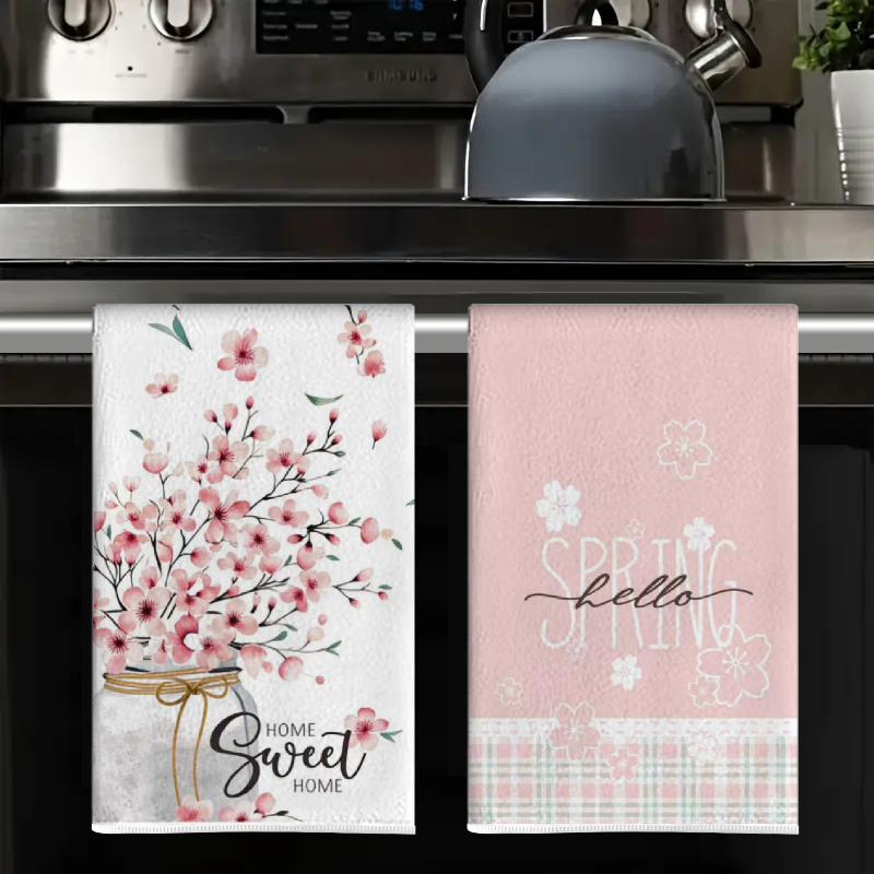 4Pcs, Spring Pink Floral Kitch - Home Cooking Is The Best recension och pris