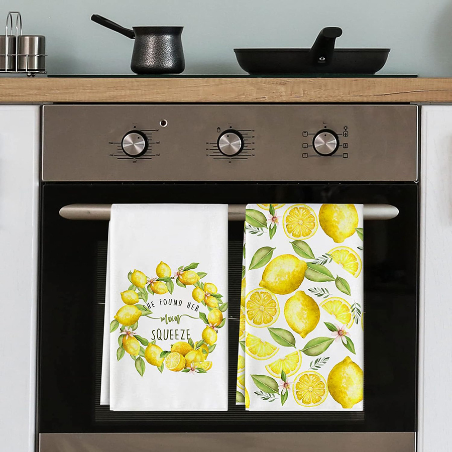 2Pcs, Lemon Wreath Kitchen Tow - Home Cooking Is The Best recension och pris