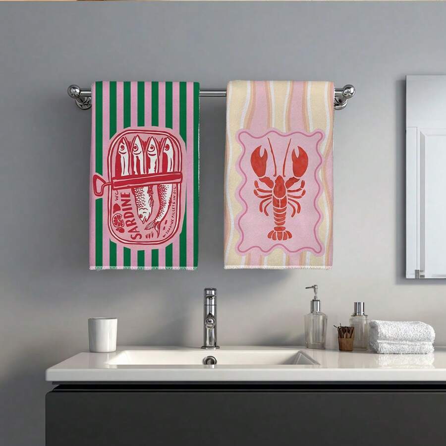 2Pcs, Pink and Green Striped S - Home Cooking Is The Best recension och pris