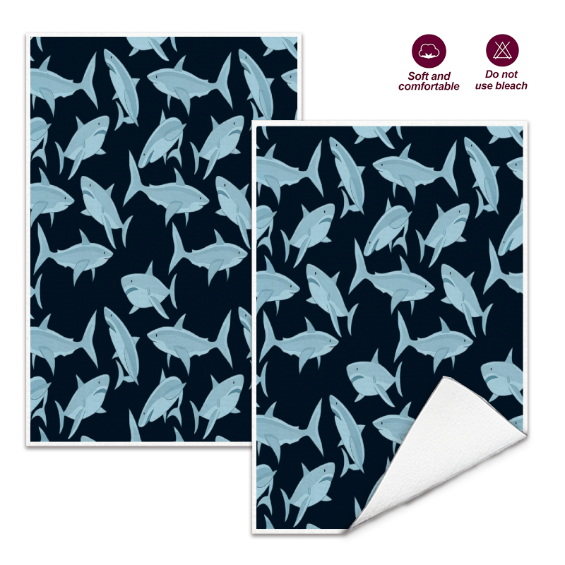 2Pcs, Deep Sea Blue Shark Patt - Home Cooking Is The Best recension och pris