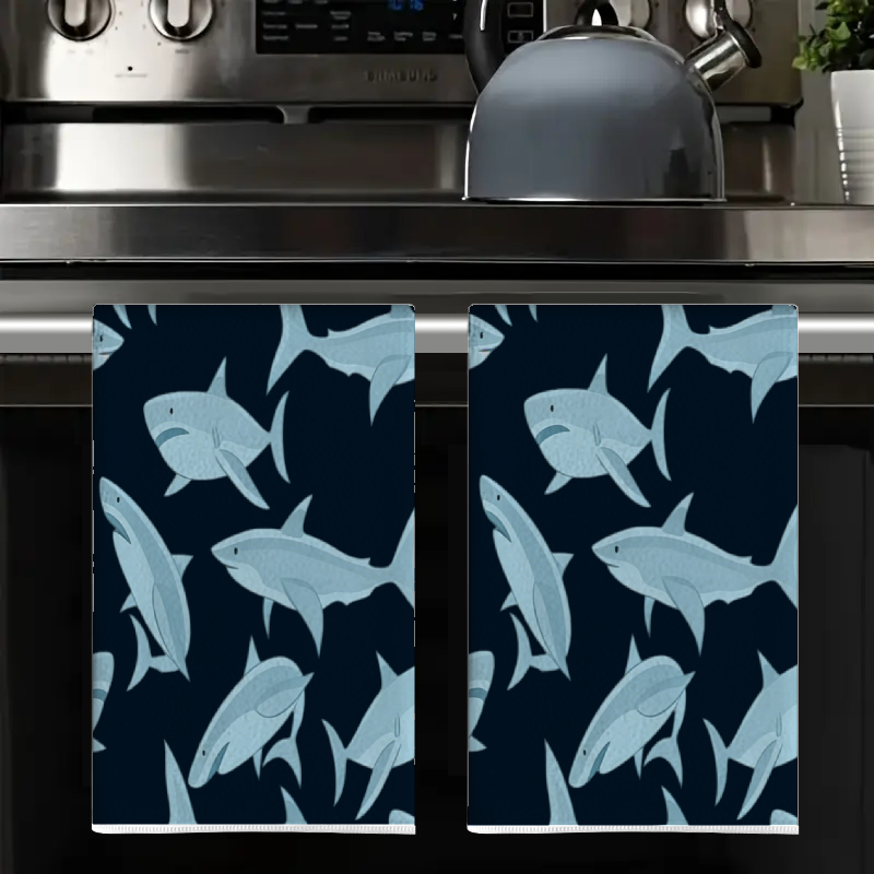 2Pcs, Deep Sea Blue Shark Patt - Home Cooking Is The Best recension och pris