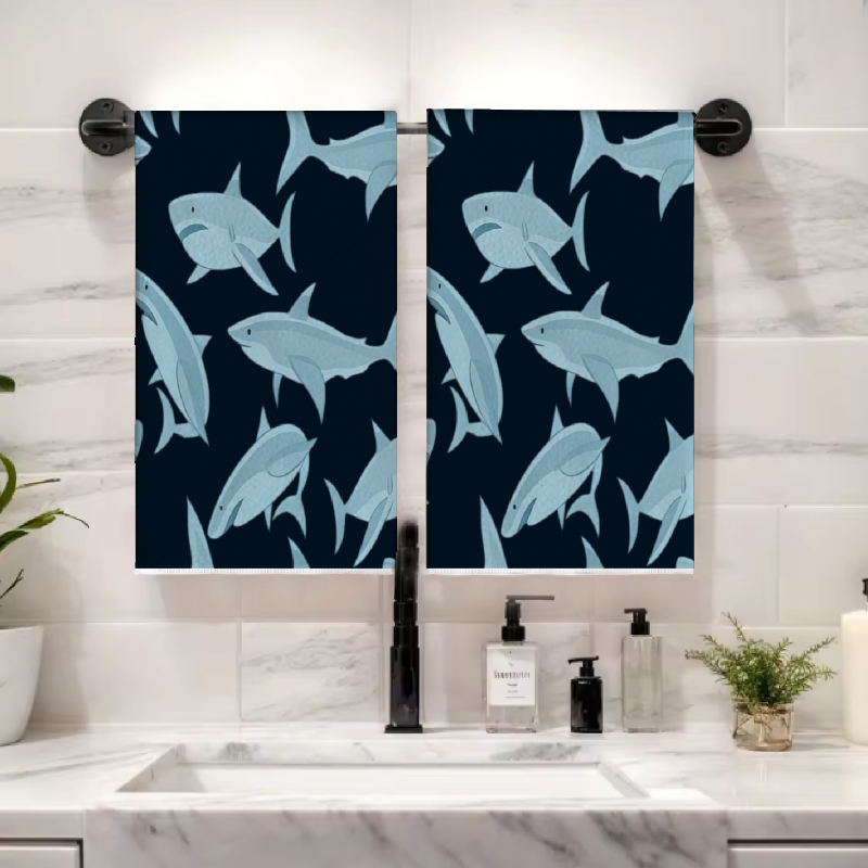 2Pcs, Deep Sea Blue Shark Patt - Home Cooking Is The Best recension och pris