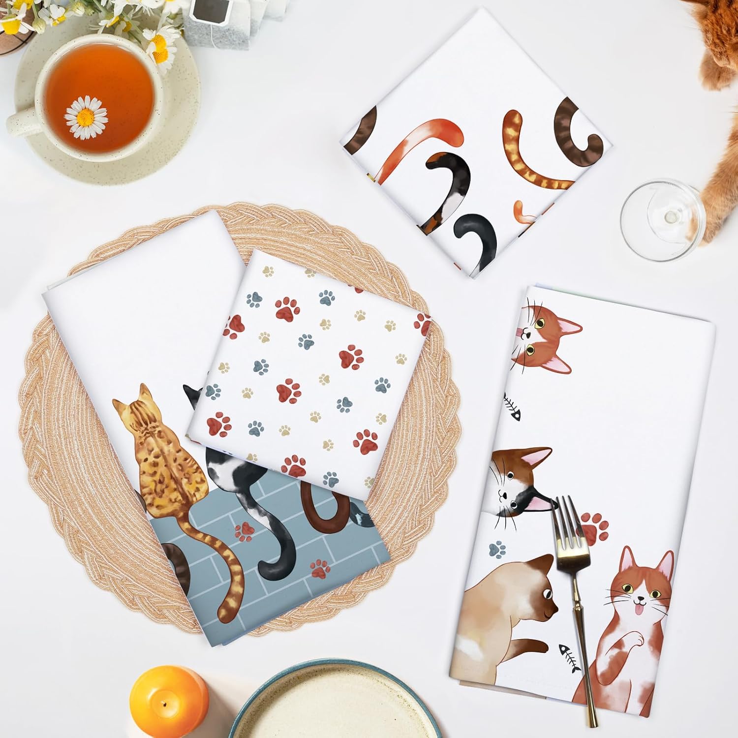 4Pcs, Cat Paw Print Tail Kitch - Home Cooking Is The Best recension och pris