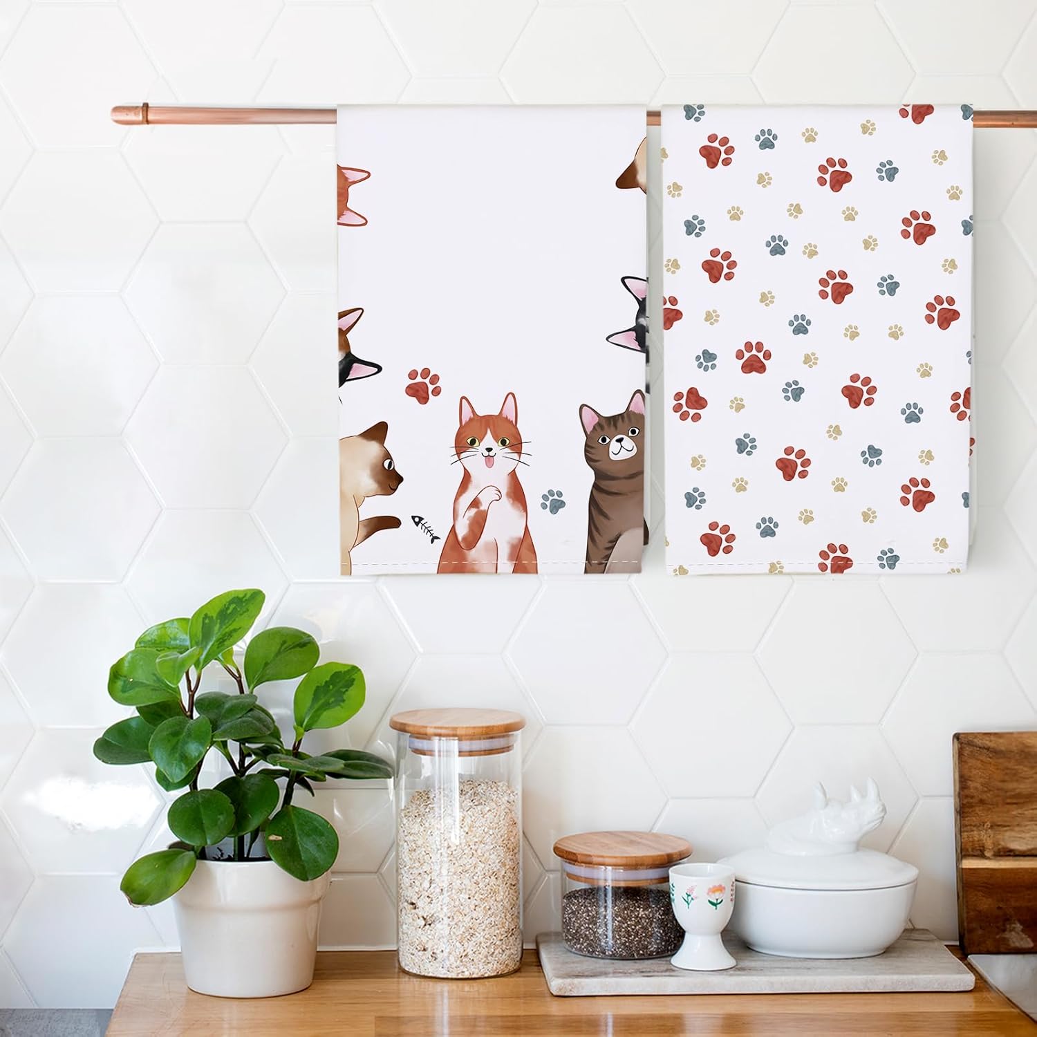 4Pcs, Cat Paw Print Tail Kitch - Home Cooking Is The Best recension och pris